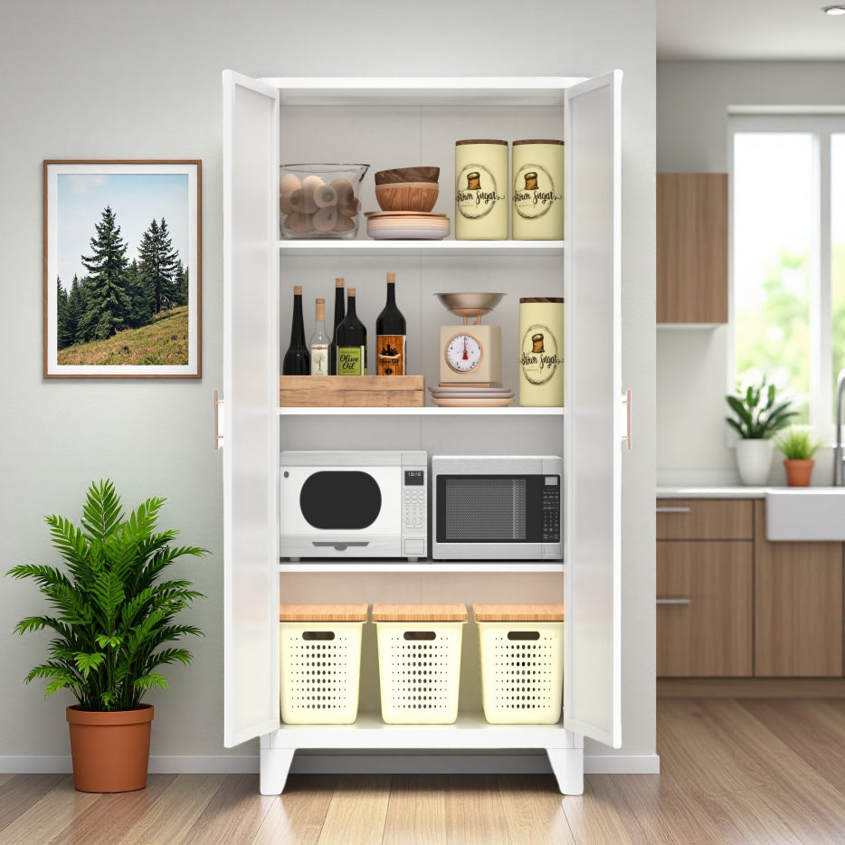 61 in Metal Storage Cabinet with Doors and Adjustable Shelves, White – image 5