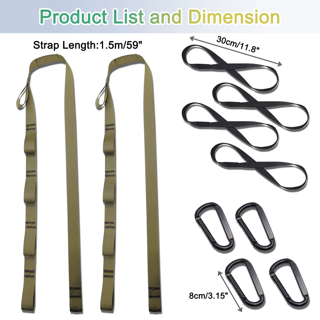 Dumbbell Spotter Straps Adjustable for Rack or Pull Up Bar, Green – image 3