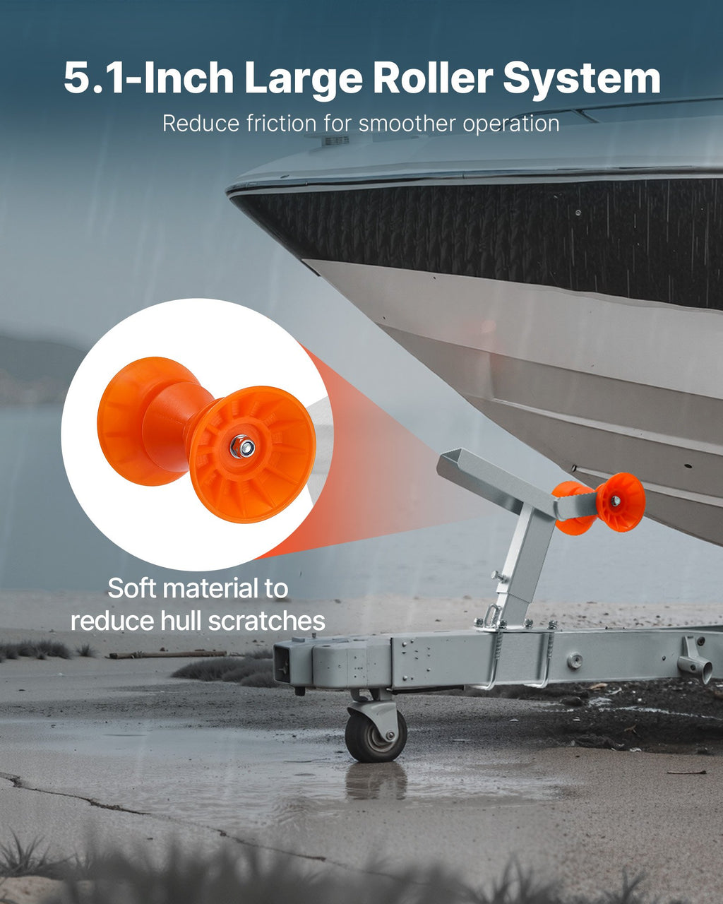 Boat Trailer Winch Stand with 5.1 in Roller, Adjustable Height – image 5