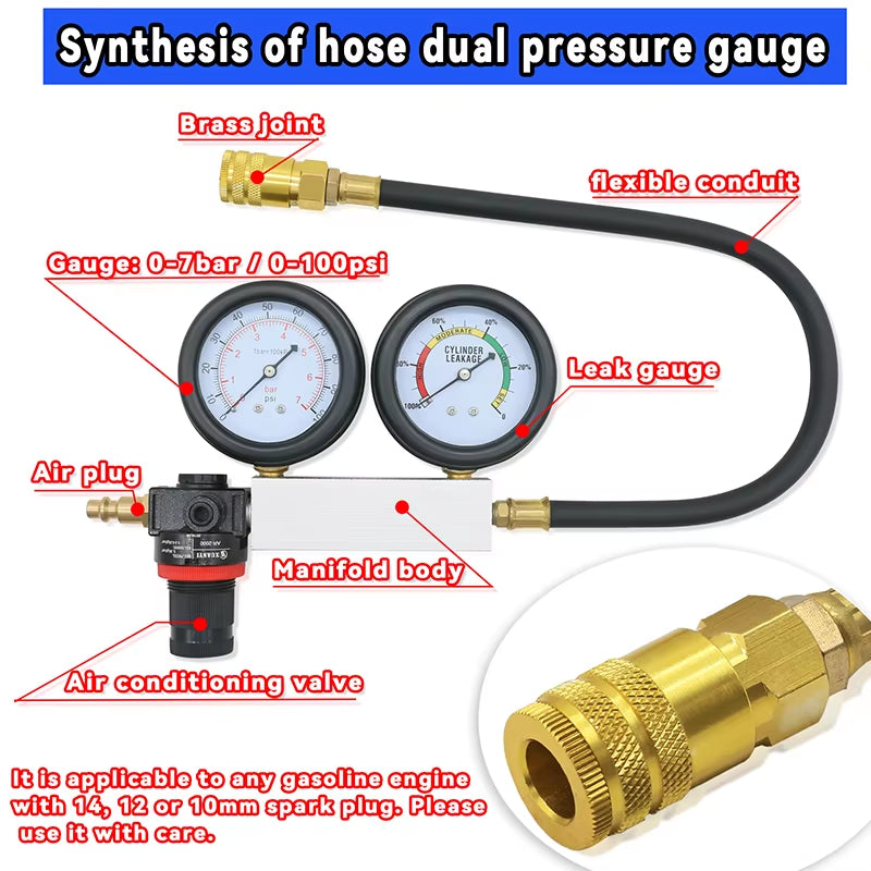 Cylinder Leak Down Tester – Dual Gauge Engine Leakage Kit – image 5