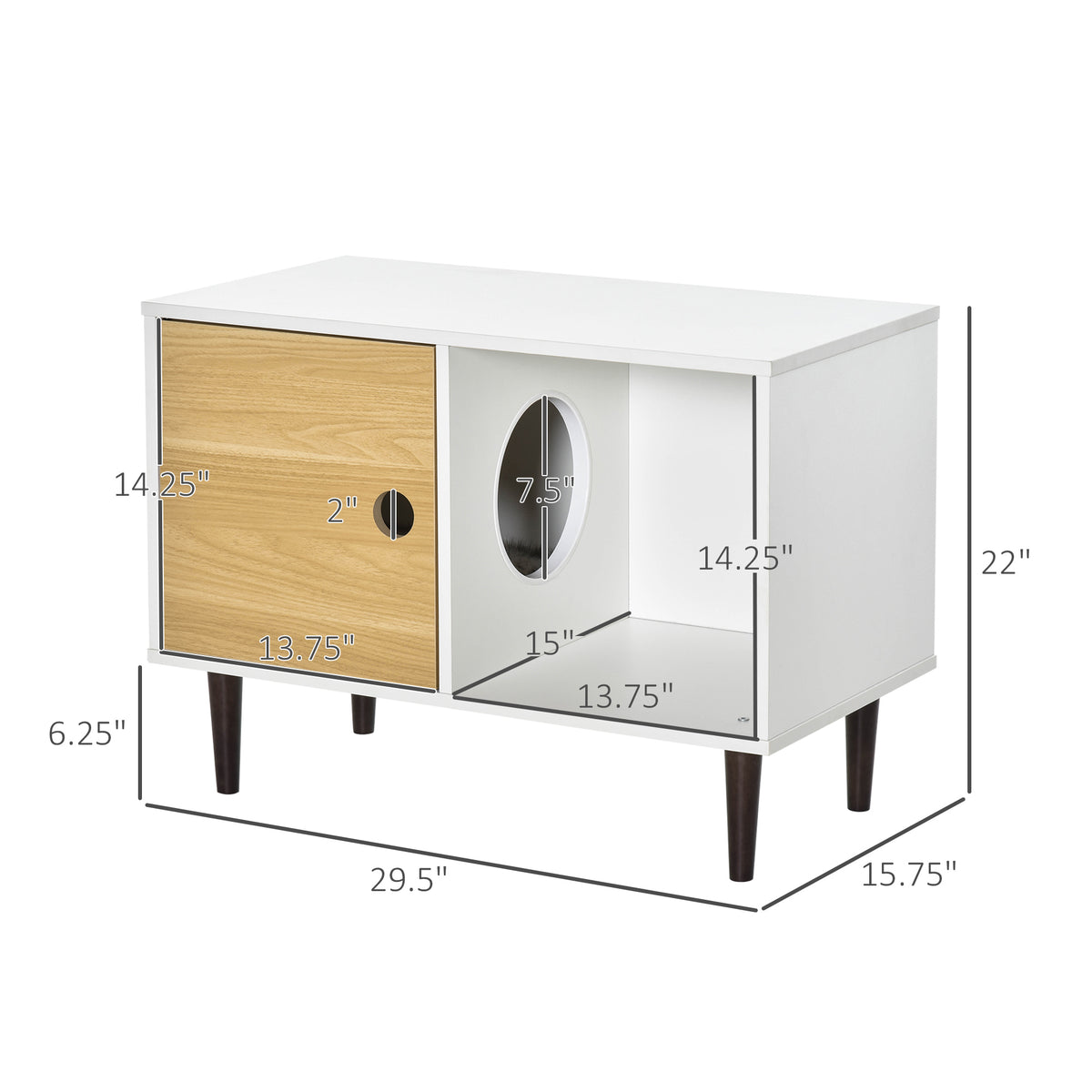 Wooden Cat House Side Table with Soft Cushion and Raised Legs – image 3