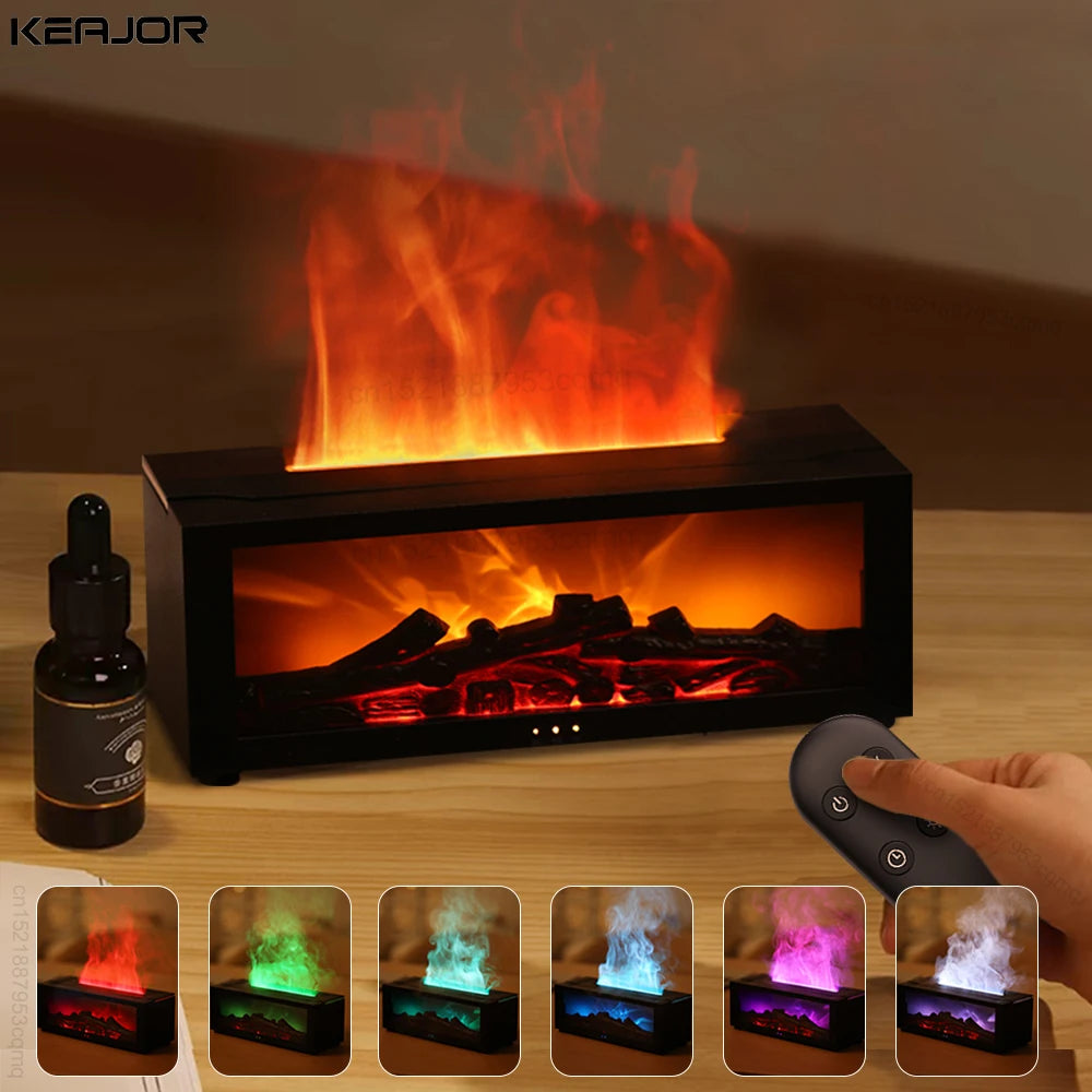 Flame Essential Oil Diffuser - Aromatherapy Humidifier with RGB Light & Remote