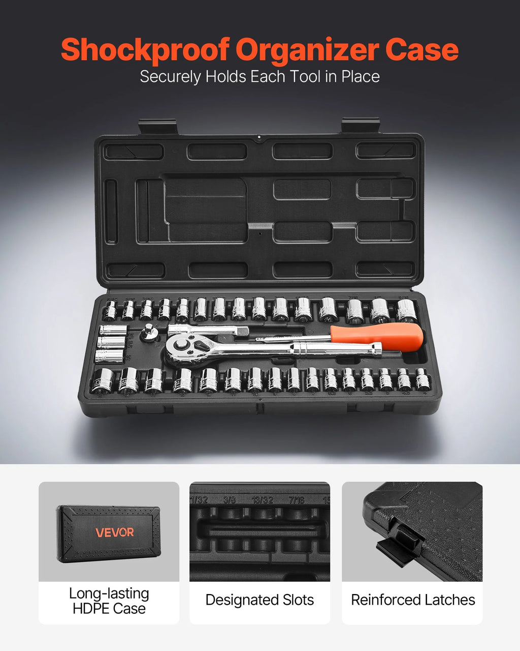 Socket Set 39 Pcs – 1/4 and 3/8 in Drive, SAE and Metric – image 4