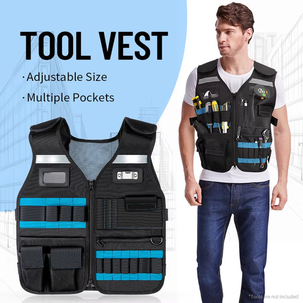 Workwear Tool Vest with Multi-Pocket Storage for Electricians