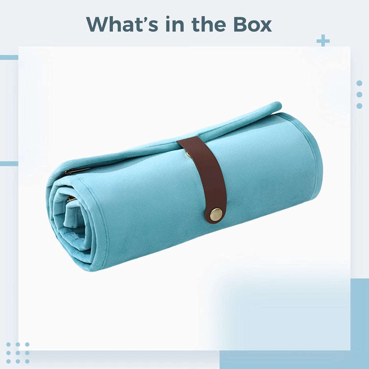 Jewelry Travel Case – Velvet Roll-Up Organizer, Sky Blue – image 4