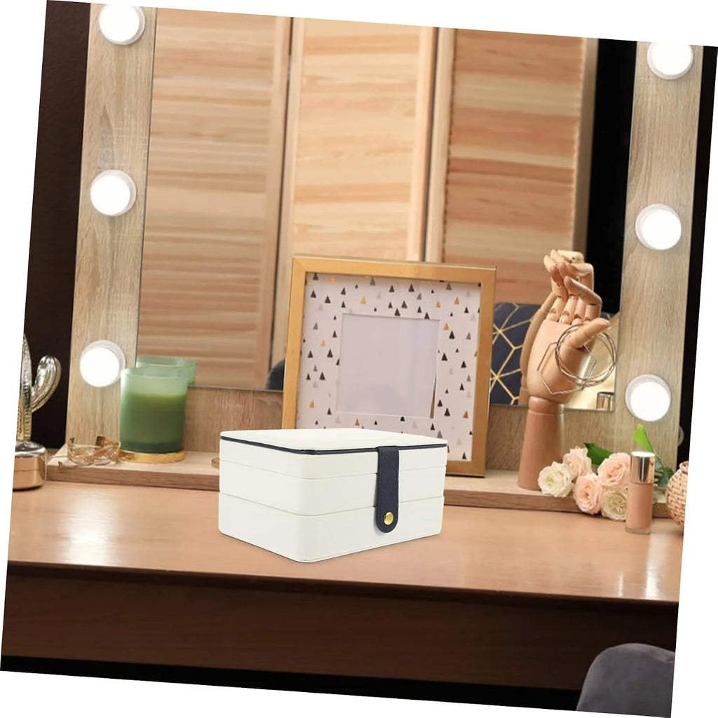 Travel Jewelry Organizer Case – PU Leather Compartment Box – image 9