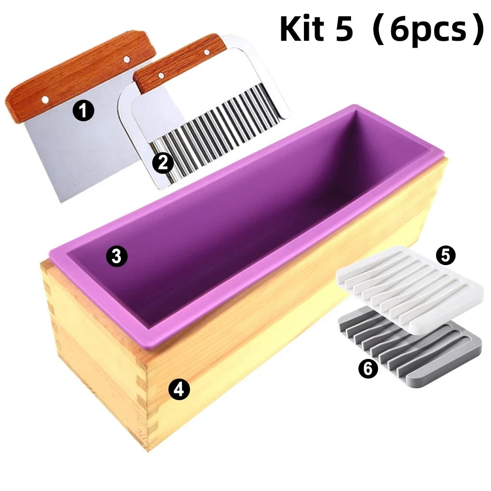 Silicone Soap Mold Kit with Wooden Box and Cutters, 42 oz – image 16