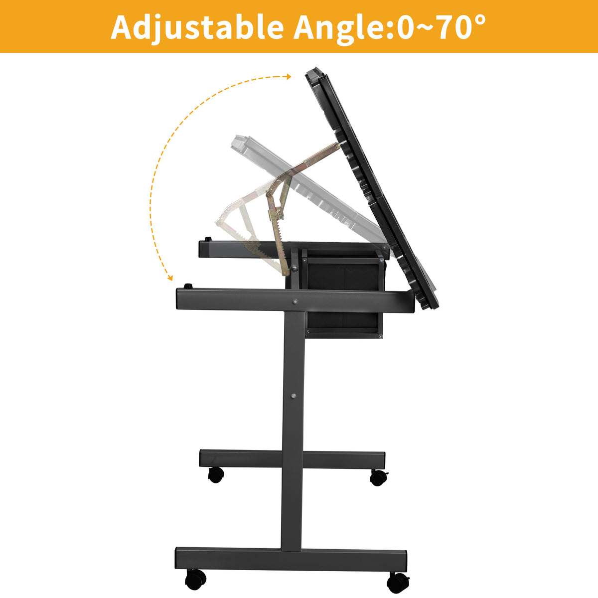 Adjustable Art Drawing Desk Craft Station with 2 Drawers and Wheels – image 4