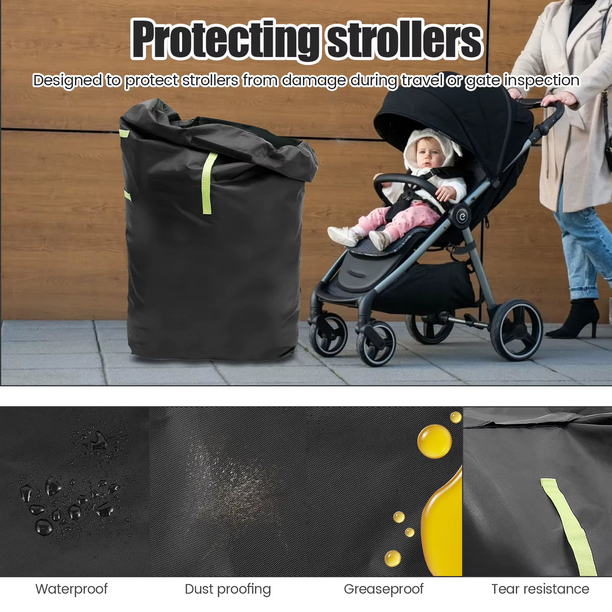 Waterproof Gate Check Stroller Travel Bag with Shoulder Strap – image 3
