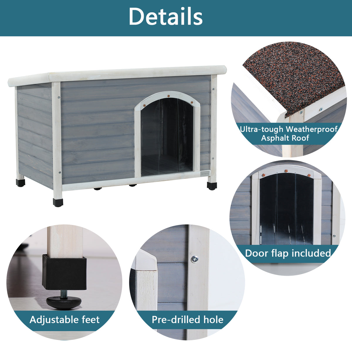 Wooden Outdoor Dog House with Waterproof Roof and Elevated Floor – image 5