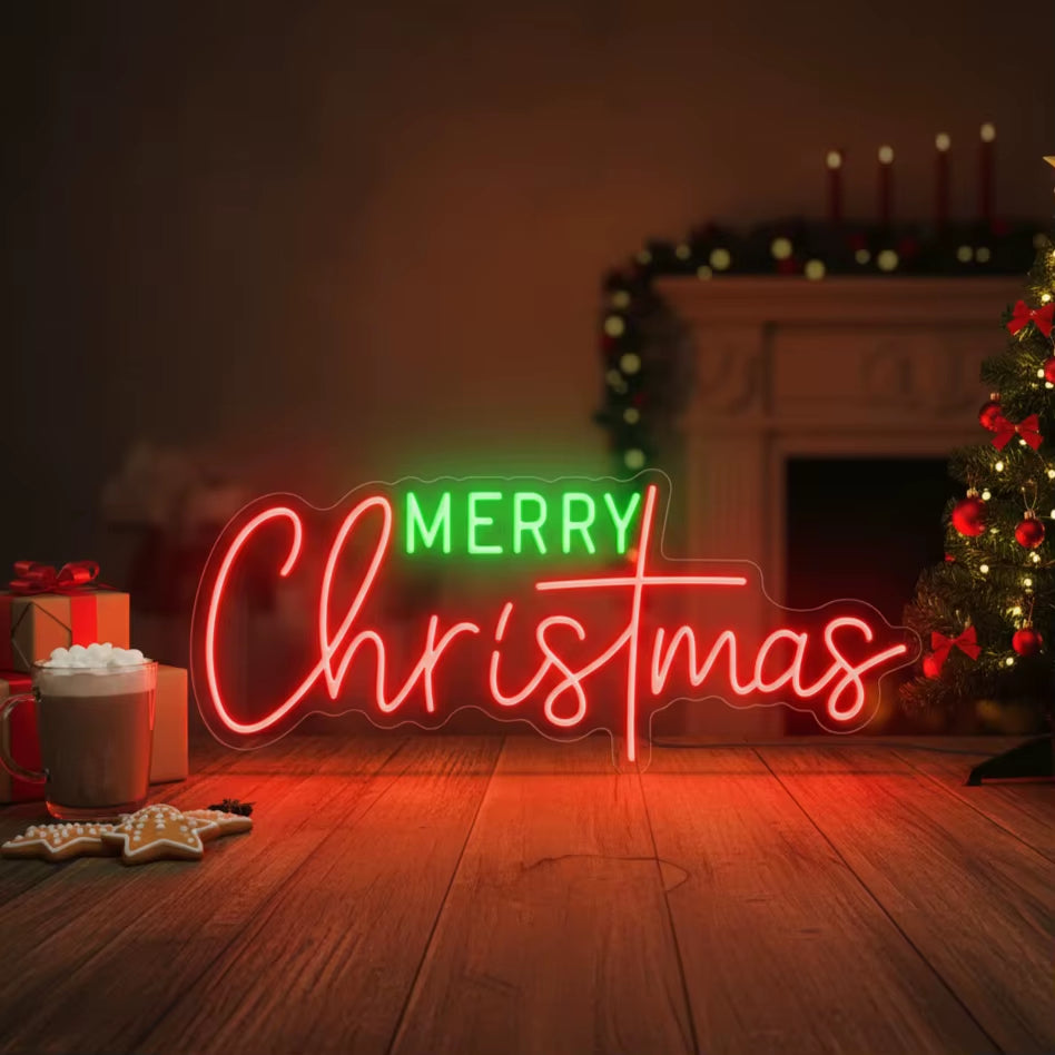 Merry Christmas Neon Sign, USB LED Wall Decor 16.5 x 6.7 in – image 2