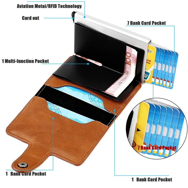 Men's Wallet with Hasp Closure, Brown Card Holder – image 6