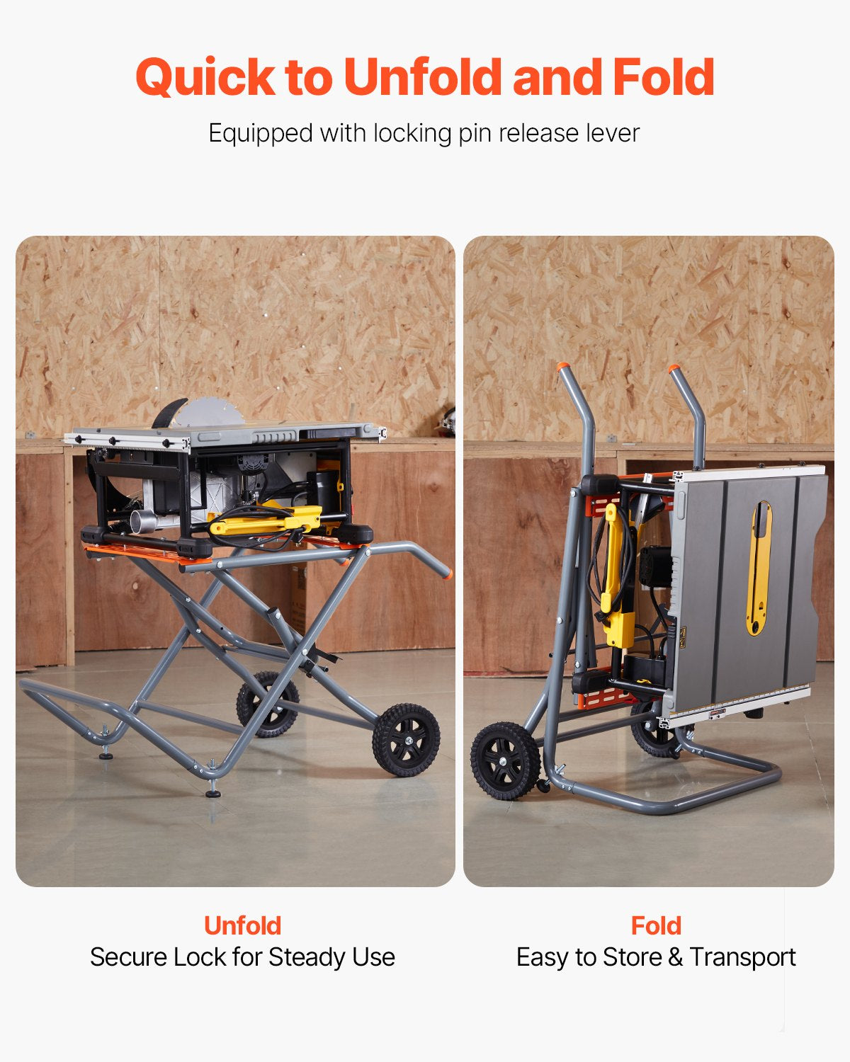 Rolling Table Saw Stand with 8 in Wheels, Foldable, 350 lb Capacity – image 4