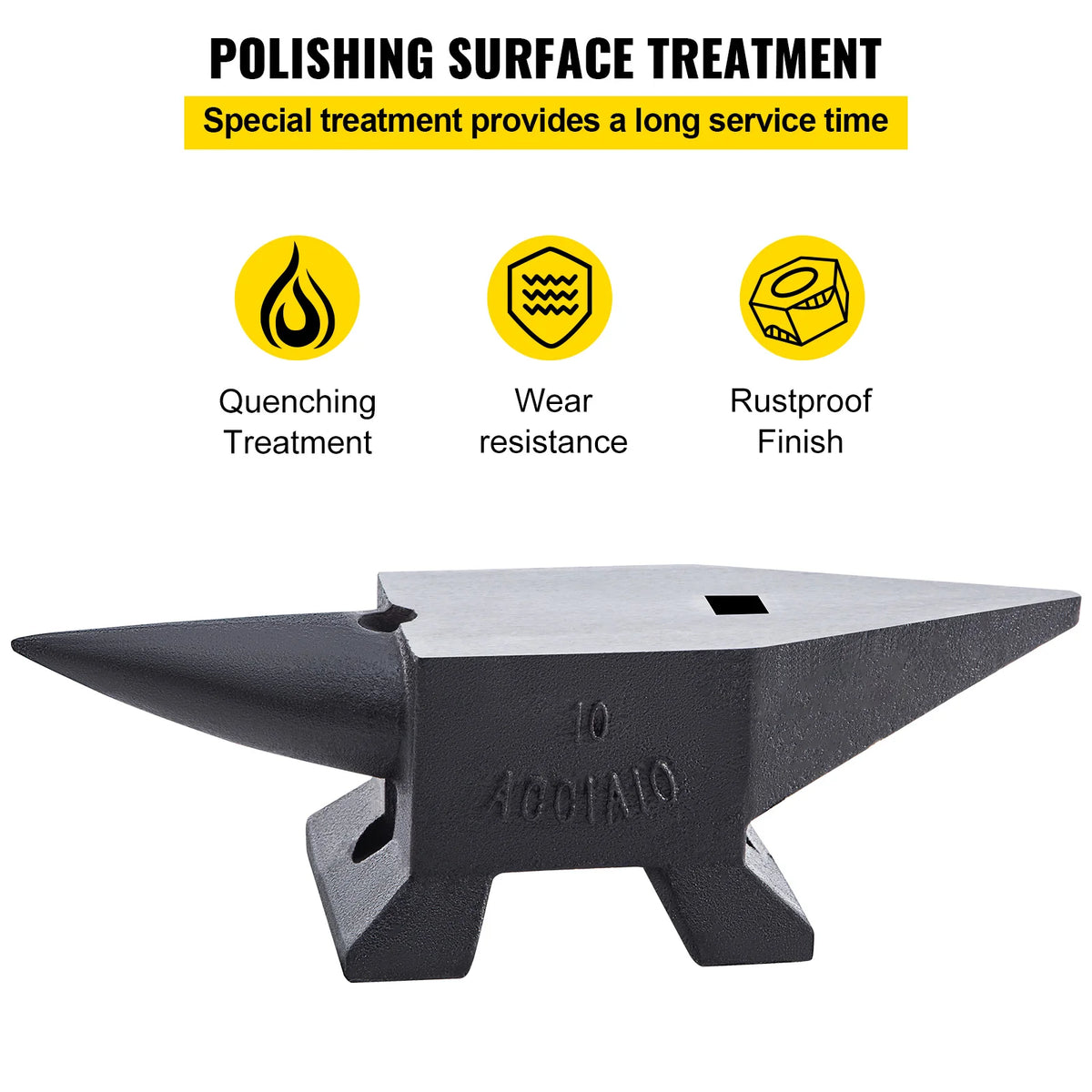 Cast Iron Anvil 22 lb, Single Horn Blacksmith Anvil with Stable Base – image 5