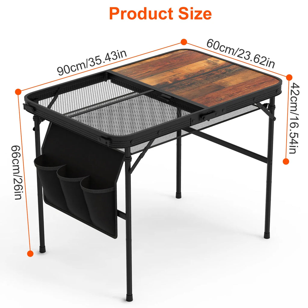 Folding Camping Table 35 x 24 in, Adjustable Height with Storage Net – image 15