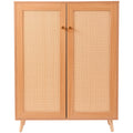 Rattan Shoe Cabinet, 5-Tier Entryway Storage with 2 Doors, 40 in