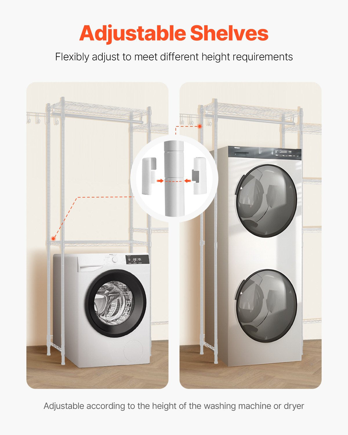 Over Washer Dryer Storage Shelf 5-Tier with Hanger Rod – image 4