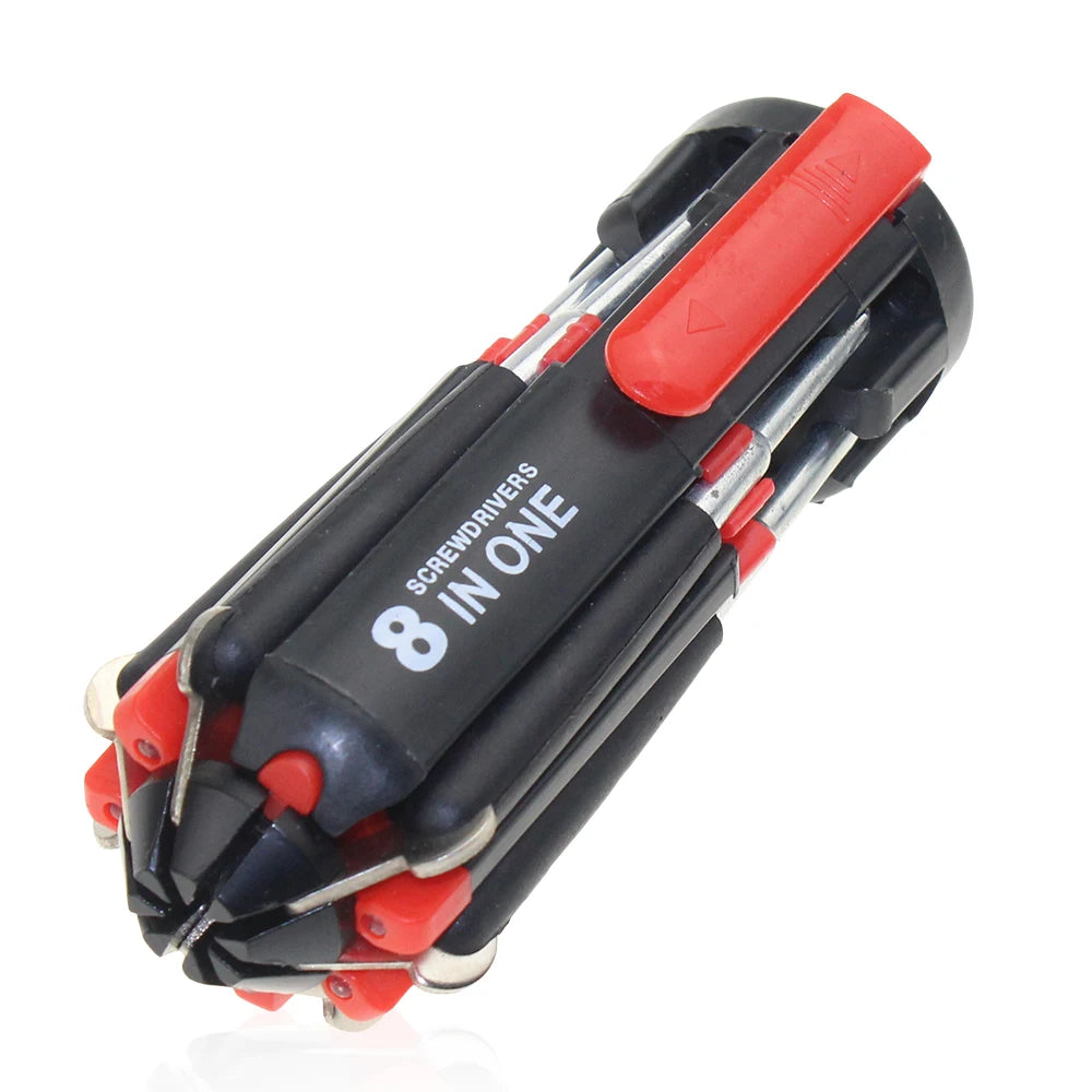 8-In-1 Folding Screwdriver with LED Light - Pocket Multi-Bit Repair Tool
