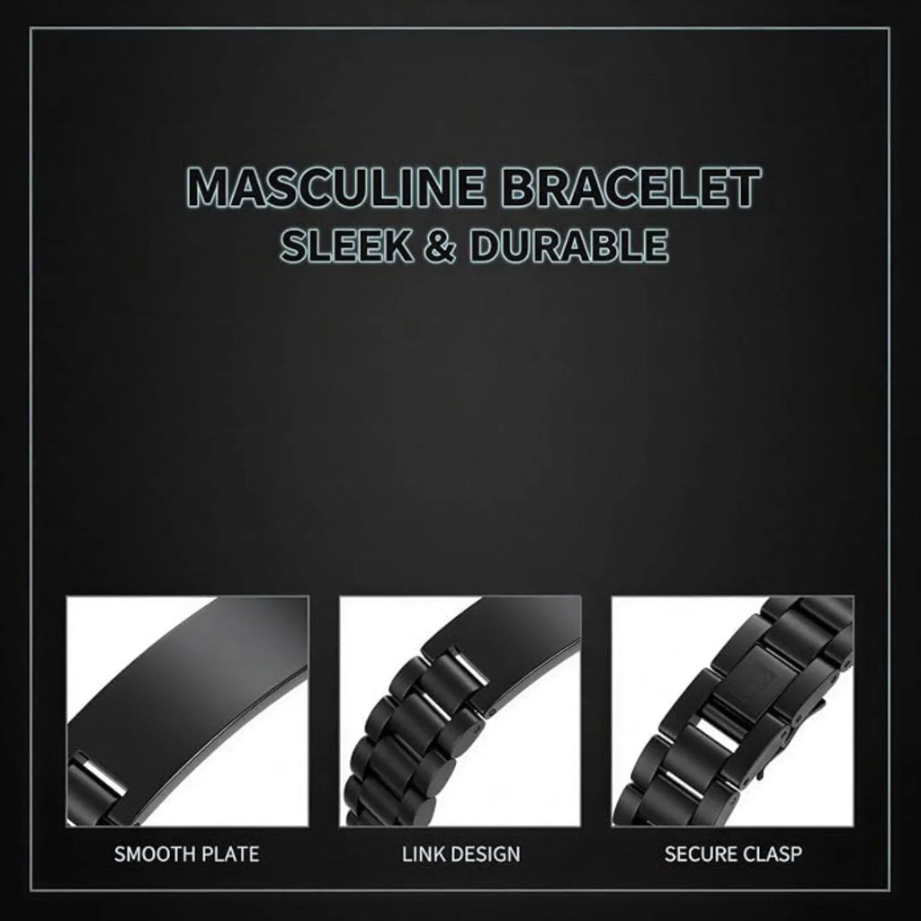 Men's Titanium Steel Bracelet Set – 2 Pcs Engravable Gift – image 4
