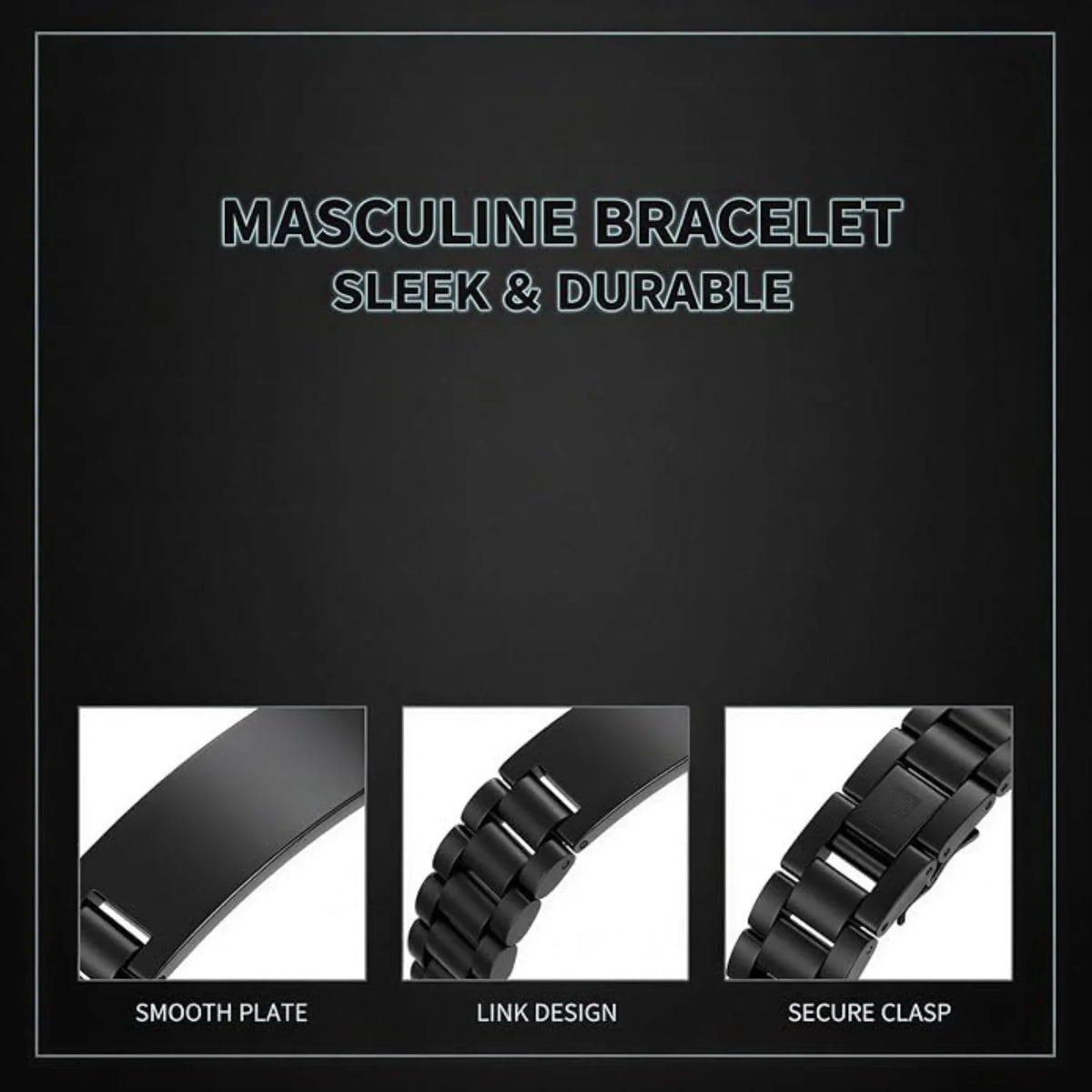 Men's Titanium Steel Bracelet Set – 2 Pcs Engravable Gift – image 4