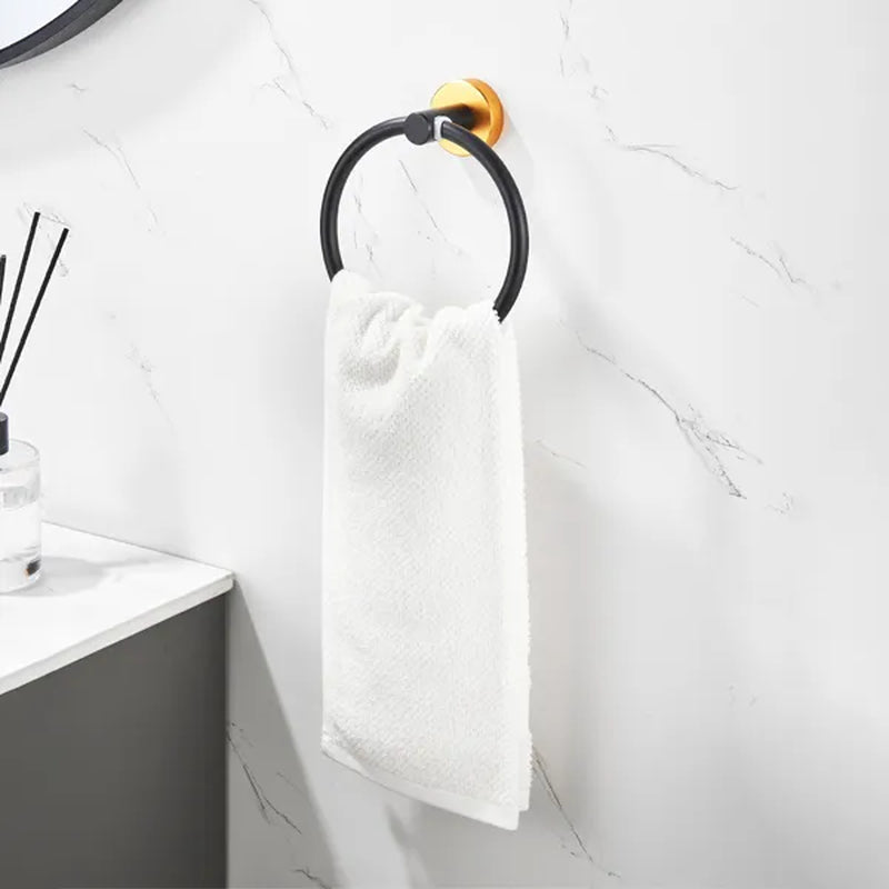 6-Piece Bathroom Hardware Set with 24 in Towel Bar, Aluminum, Black Gold – image 7