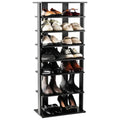 Shoe Rack, 7-Tier Double-Row with Adjustable Shelves, Black