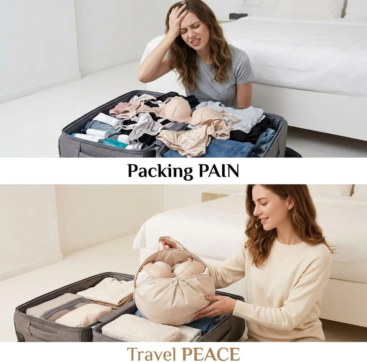 Lingerie Storage Bags 2 Pcs – Round Oxford Cloth Travel Organizers – image 6