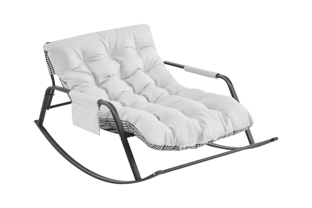 Extra-Wide Faux Leather Rocking Lounge Chair, White – image 5