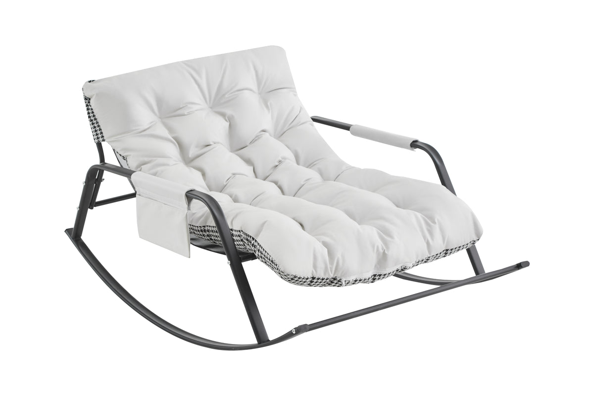 Extra-Wide Faux Leather Rocking Lounge Chair, White – image 5