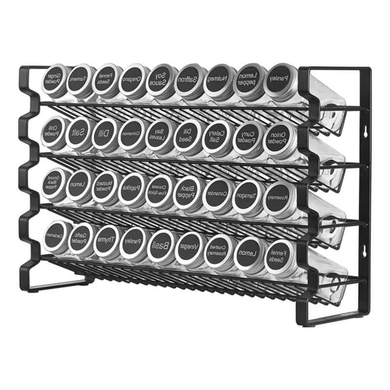4-Tier Spice Rack Organizer with 36 Glass Jars, Labels and Funnel