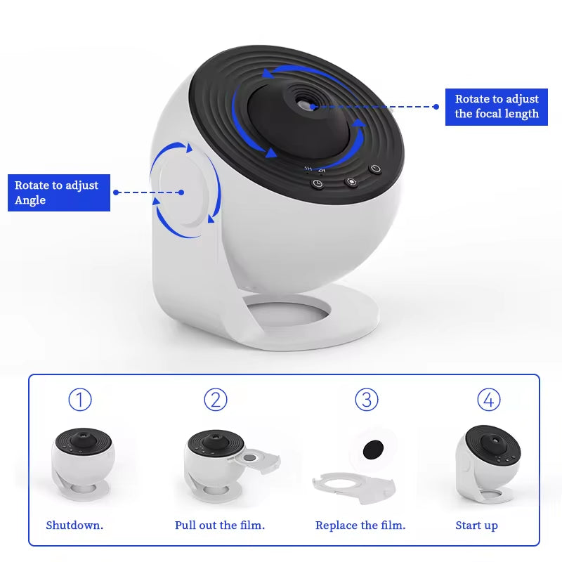 Starry Sky Galaxy Projector - 360 Degree Rotating Planetarium Night Light