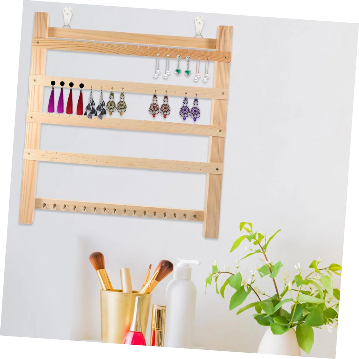 Earring Display Rack – Wall-Mounted Wooden Jewelry Organizer – image 9