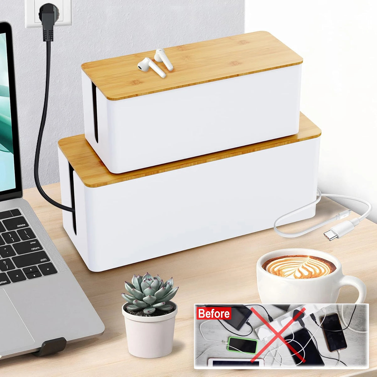 Cable Management Box - Wooden Power Strip and Cord Hider – image 2