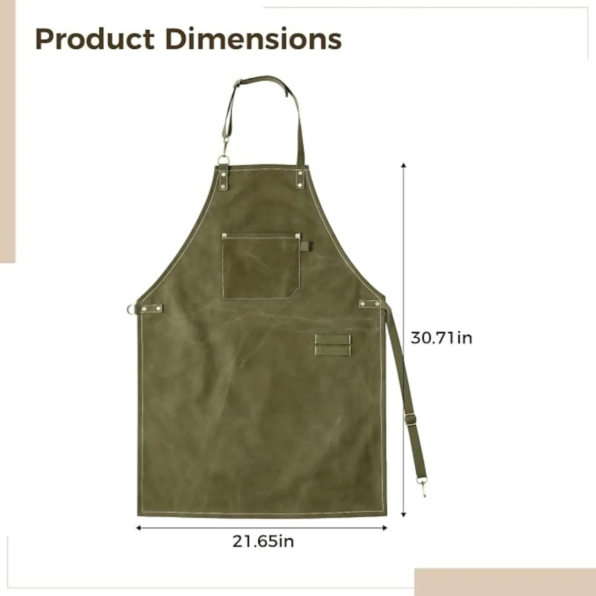Work Apron Canvas No-Tie with Quick-Release Buckles and Tool Pockets