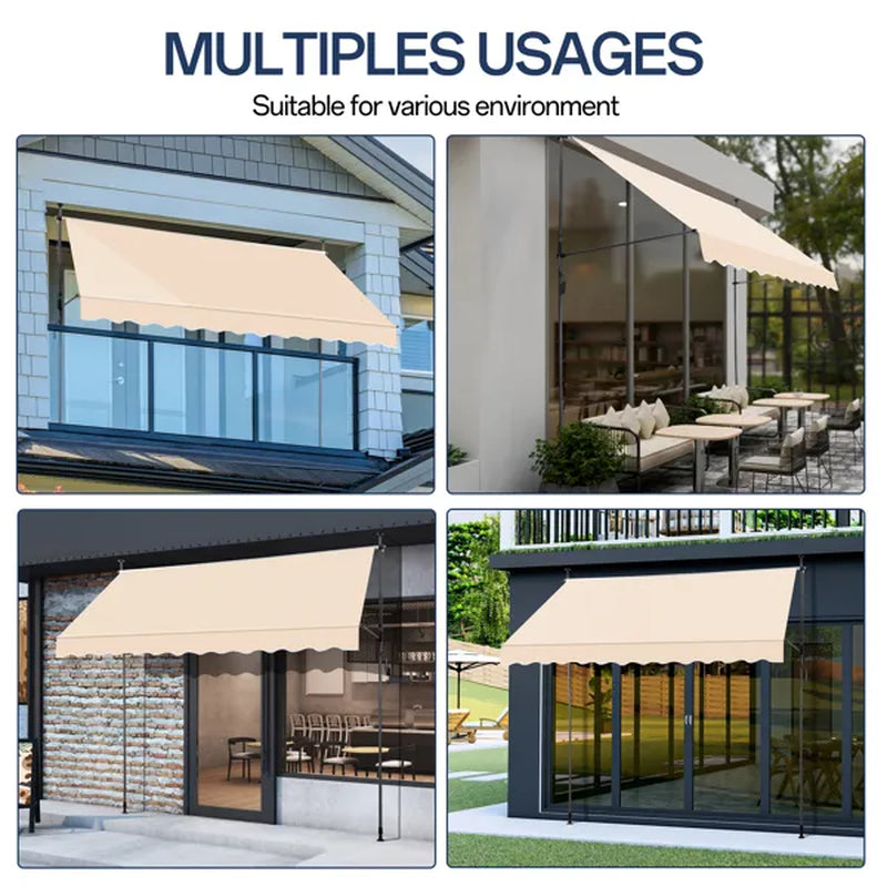 Retractable Patio Awning 118 x 47 in, No-Drill Crank Sun Shade – image 8