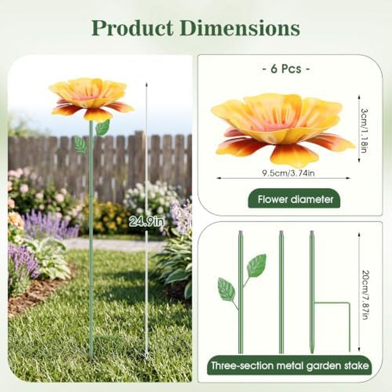 Bee Watering Station 6-Pack - Metal Flower Garden Stakes – image 6
