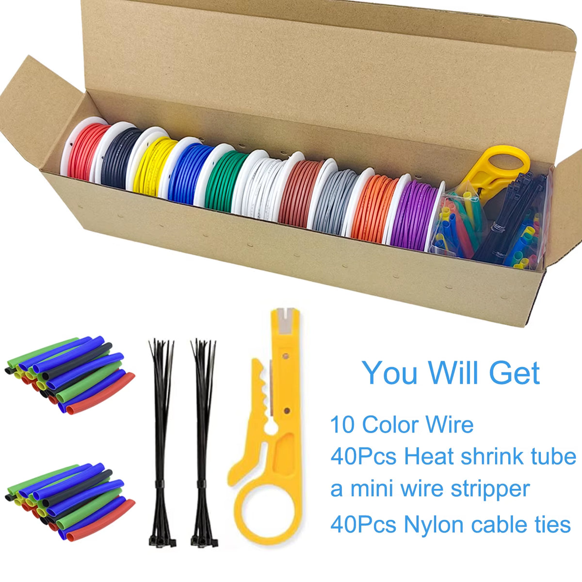 Silicone Hookup Wire Kit, 10 Colors Stranded Tinned Copper – image 6