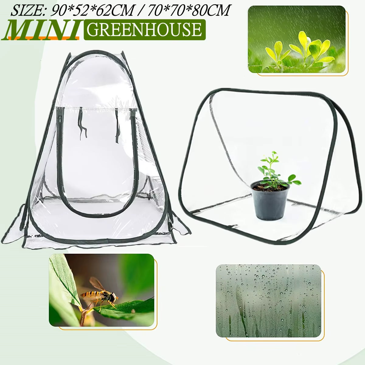 Pop-Up Mini Greenhouse Cover for Potted Plants, PVC & Steel – image 2