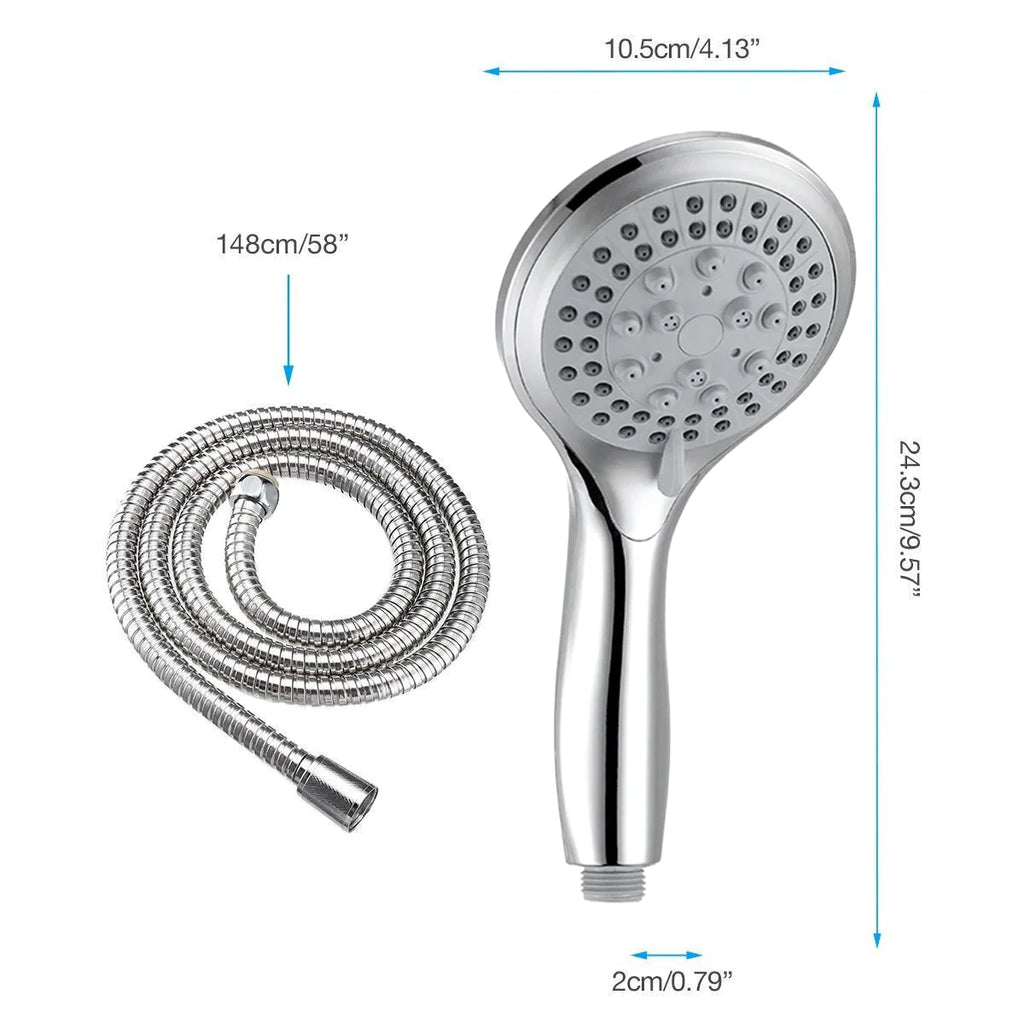 Handheld Shower Head - 5-Setting High Pressure Sprayer, 5 ft Hose – image 2