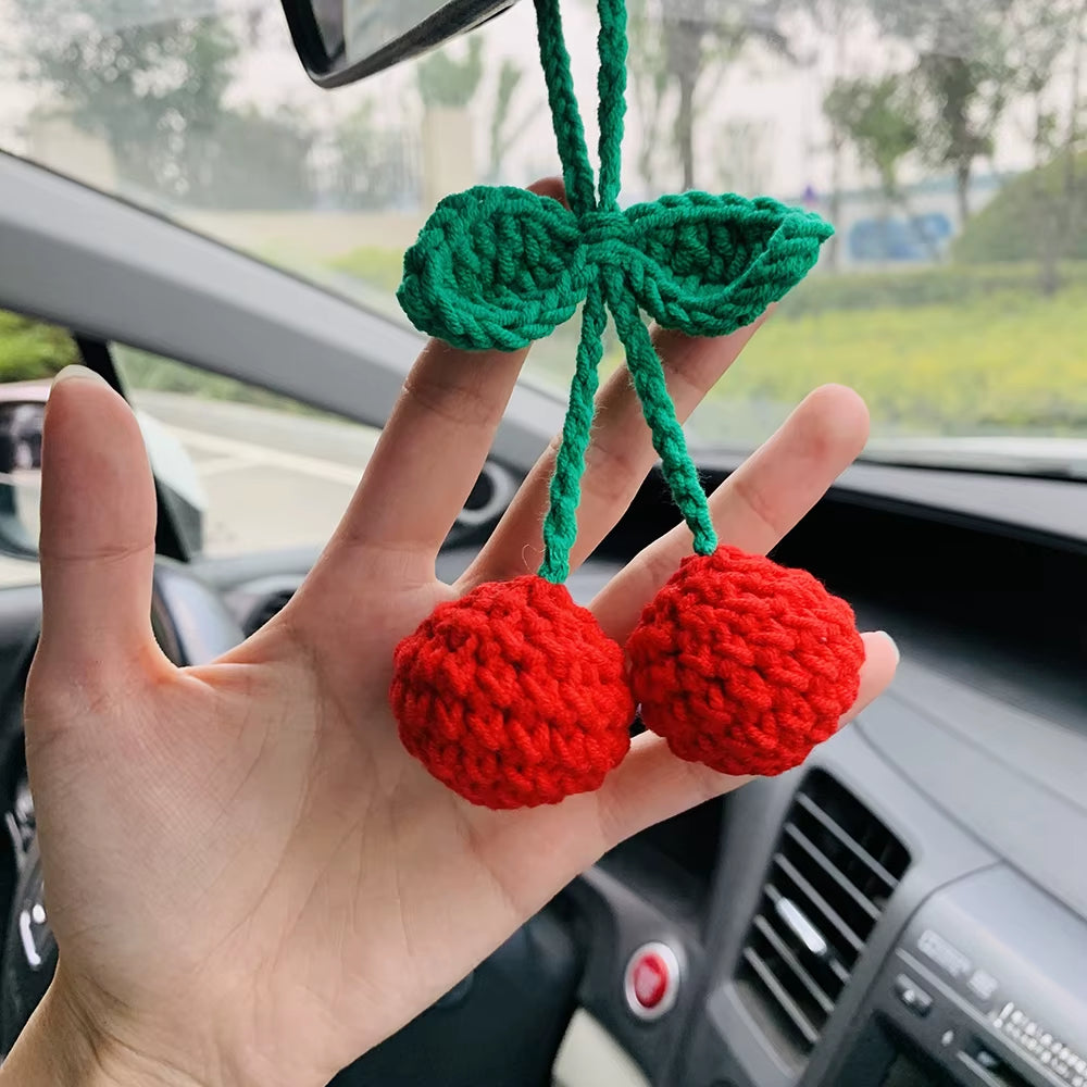 Cherry Flower Car Mirror Charm – Cute Rearview Hanging Decor – image 7
