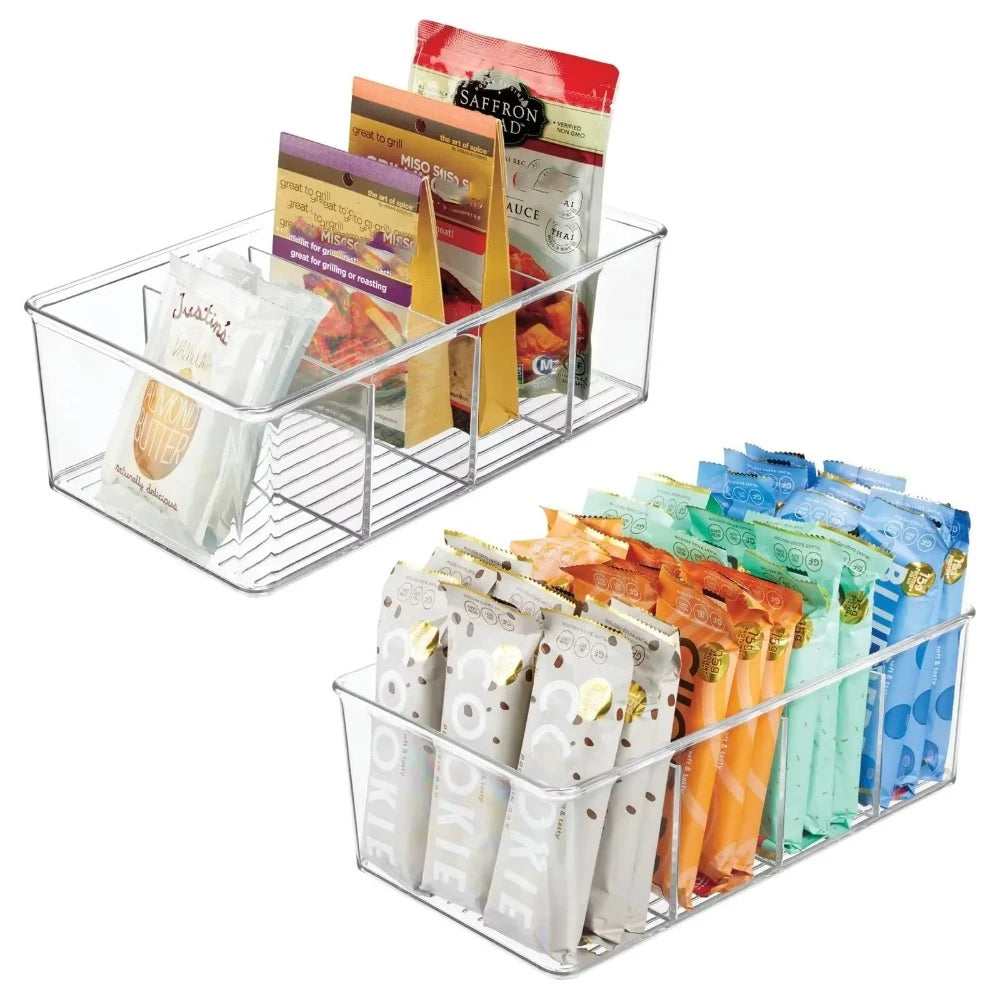 Fridge Storage Box, Clear 4-Grid Bin with Removable Dividers – image 5