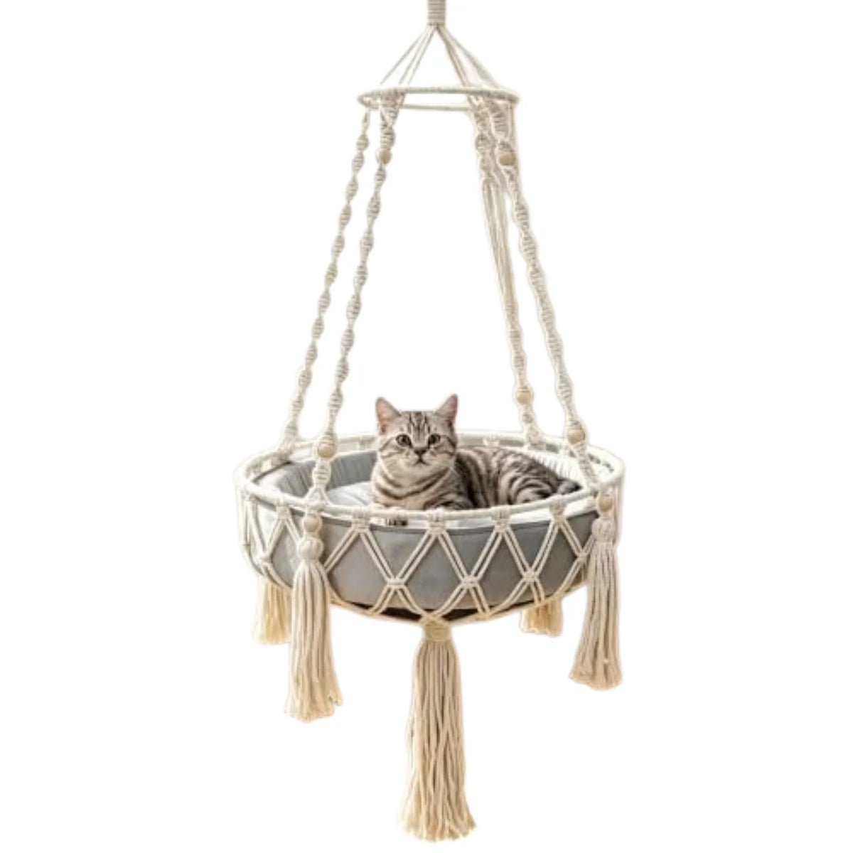 Cat Swing Hammock – Handwoven Hanging Bed with Cushion
