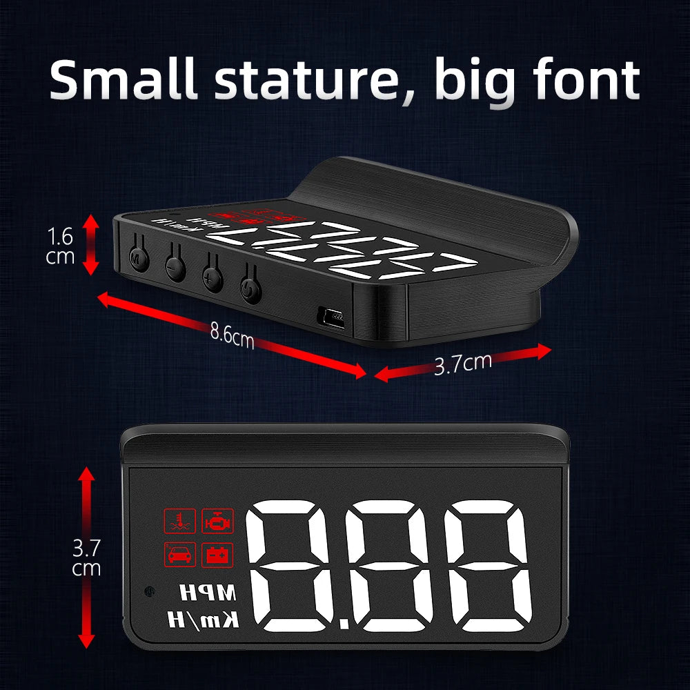 OBD2 Head up Display - Car HUD Speedometer with Temp & Voltage Alarm