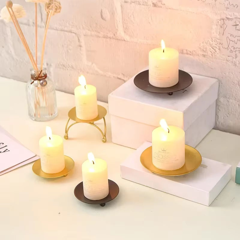 Candle Holder Dish - Round Iron Tray, Gold or Black – image 4