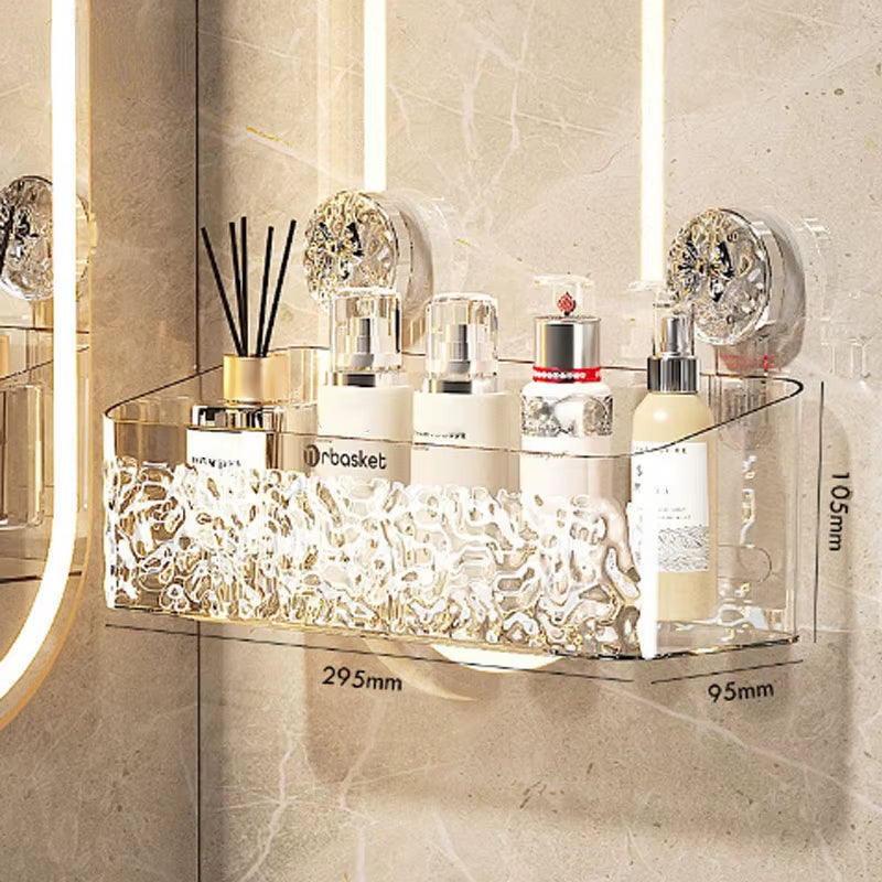 Suction Cup Shower Caddy – Glacier Pattern Bathroom Shelf – image 8