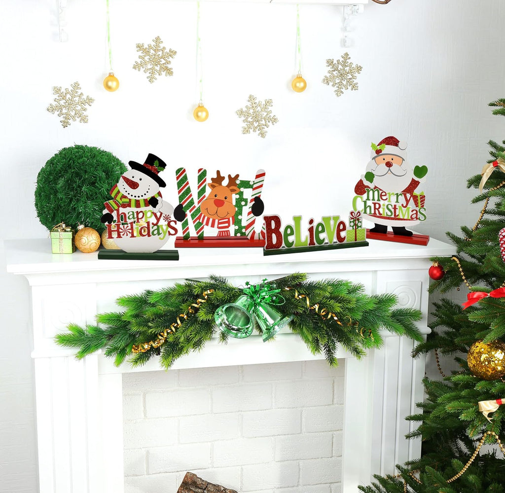Christmas Table Signs 6 Pack, Wooden Holiday Centerpiece Decor – image 5