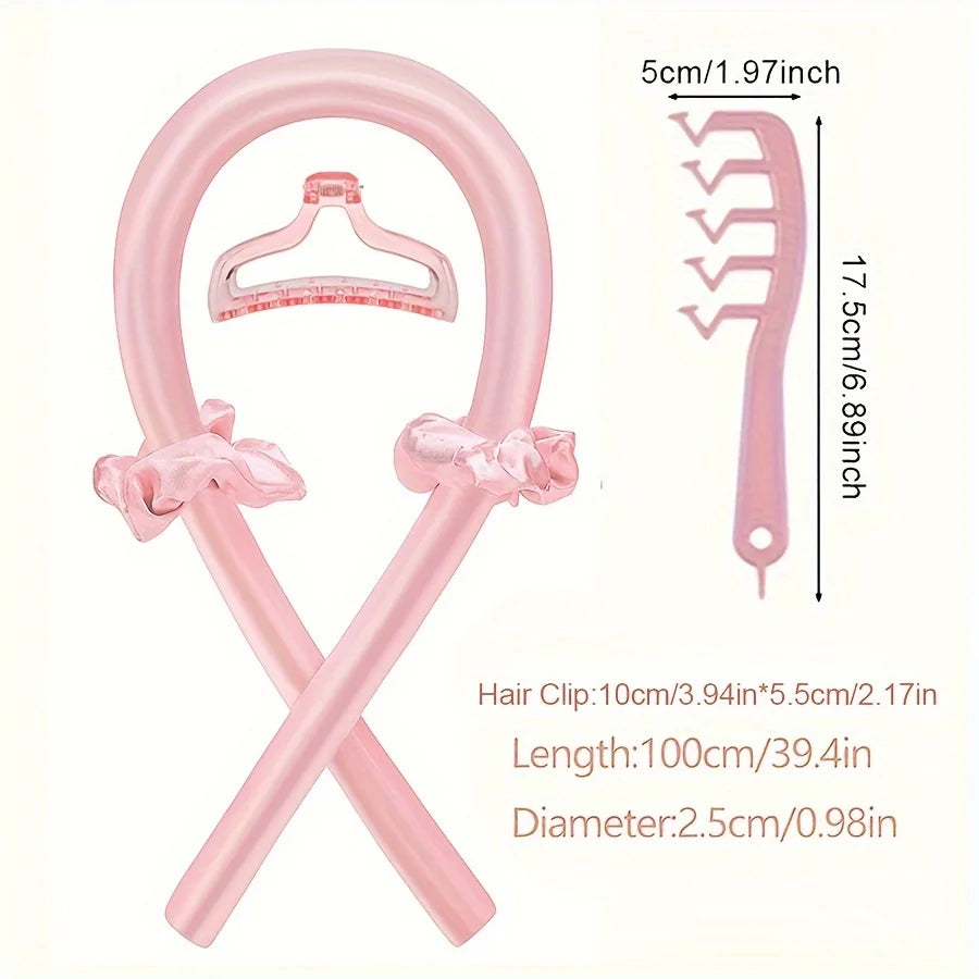 5-Piece Heatless Curling Set - Curl Rod Headband, Clips & Comb – image 4