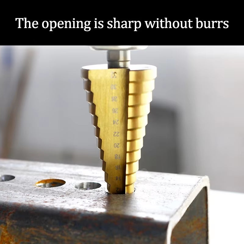 Step Drill Bit Set, Titanium-Coated HSS Cone Bits 4-32 mm – image 3