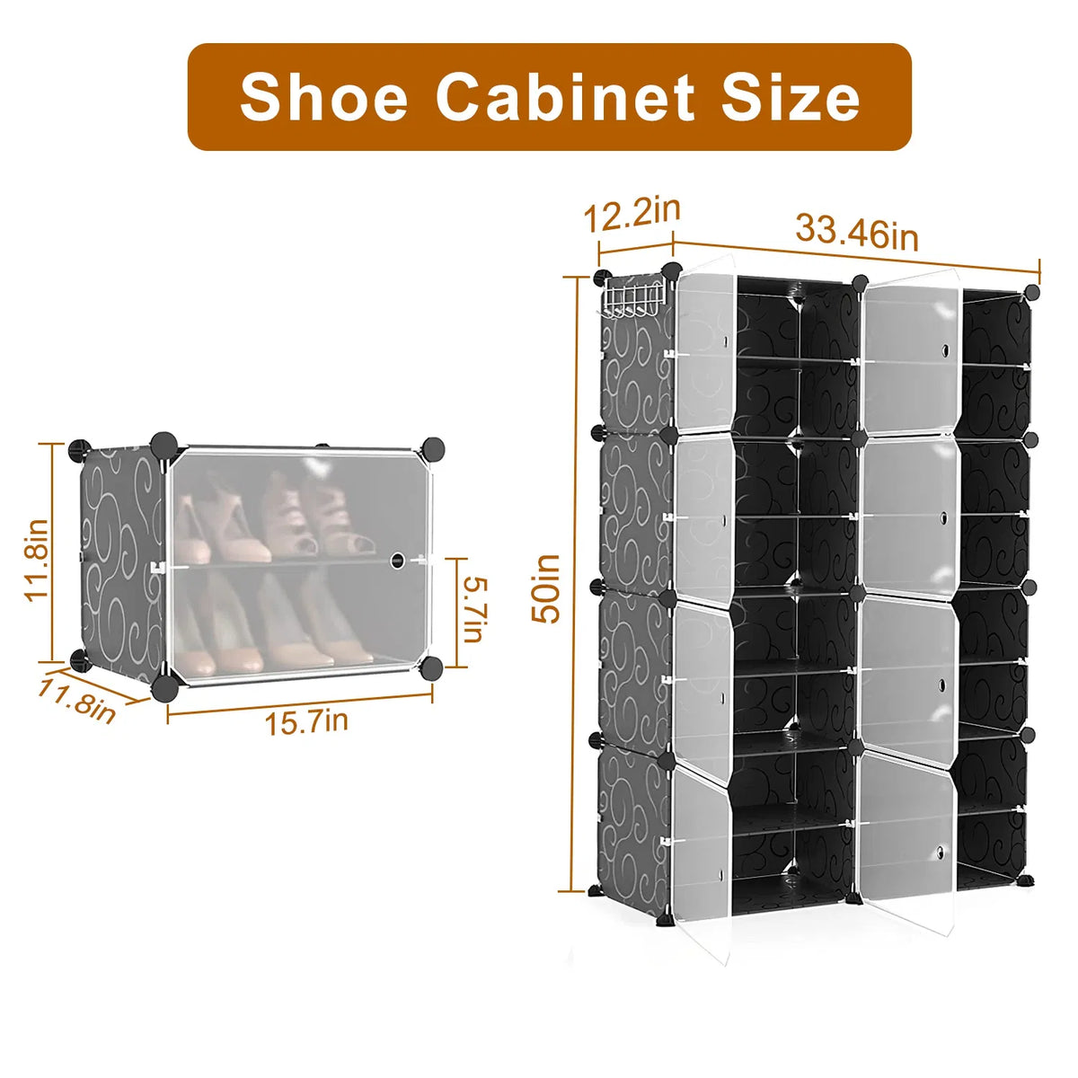 8-Tier 2-Row Shoe Cabinet Tower with Clear Doors, 32 Pairs – image 5