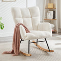 Tufted Teddy Fabric Glider Rocking Chair, Ivory – image 1